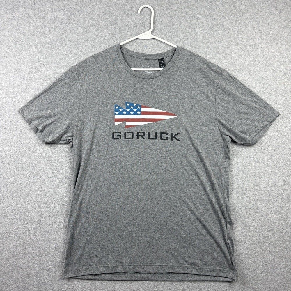 Goruck T Shirt Mens XL Gray USA Flag Arrowhead Graphic Performance Crewneck Tee